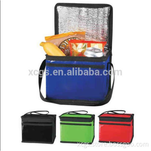 Customized size and types red and blue color with litter pocket promotional polyester cooler bag